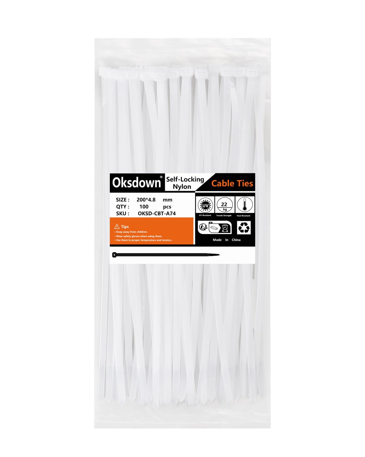 100 Pack Black Plastic Cable Ties 300mm×3.6mm Heavy Duty Strong Nylon Premium Self Locking 12 inch/30 cm Long Zip Tie Wraps