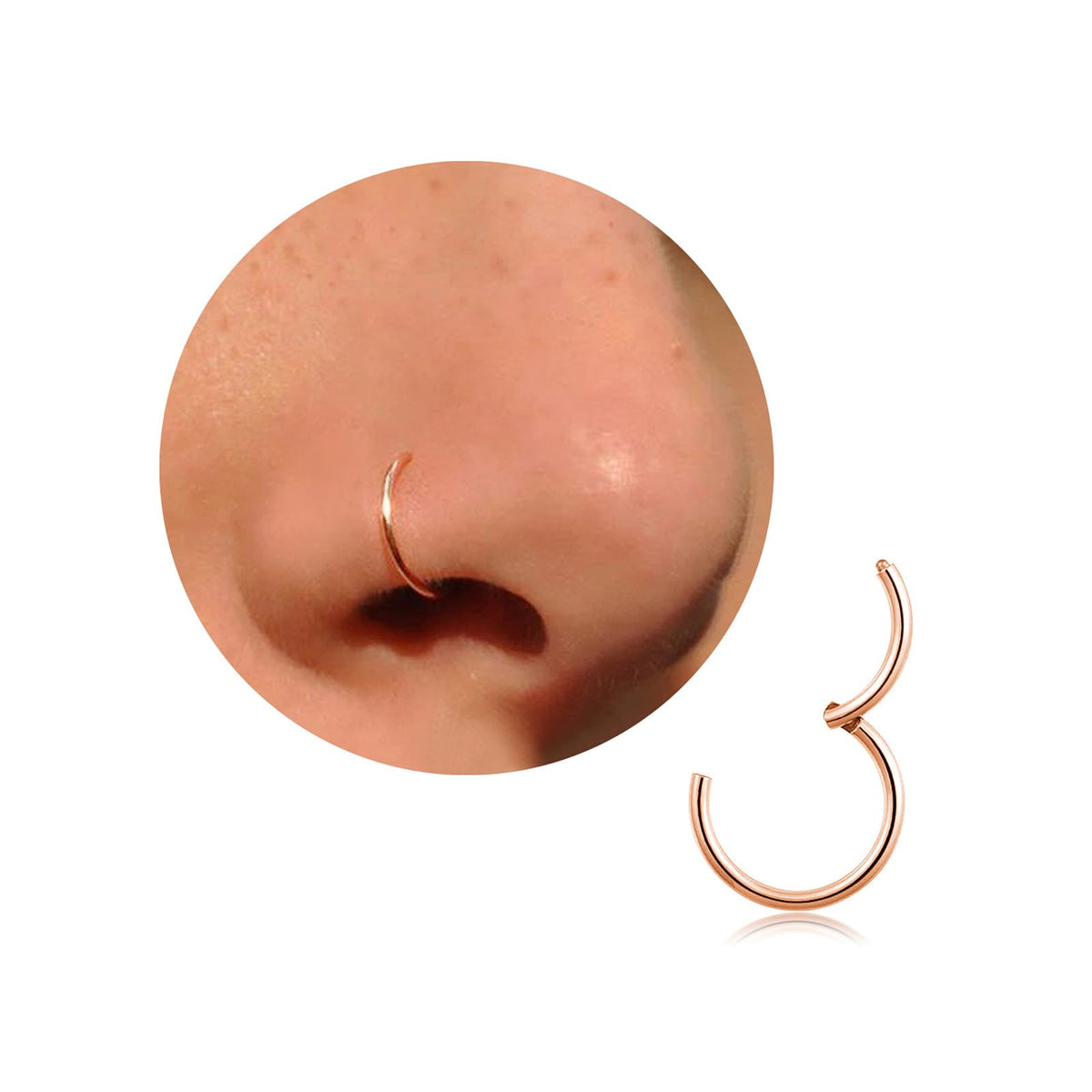 20G 18G 16G Titanium Nose Ring Hoop, Cartilage Hoop Earrings for Women Men Silver Gold Nose Ring Septum Ring Tragus Conch Helix Daith Lip Piercing Jewelry 6mm/7mm/8mm/9mm/10mm