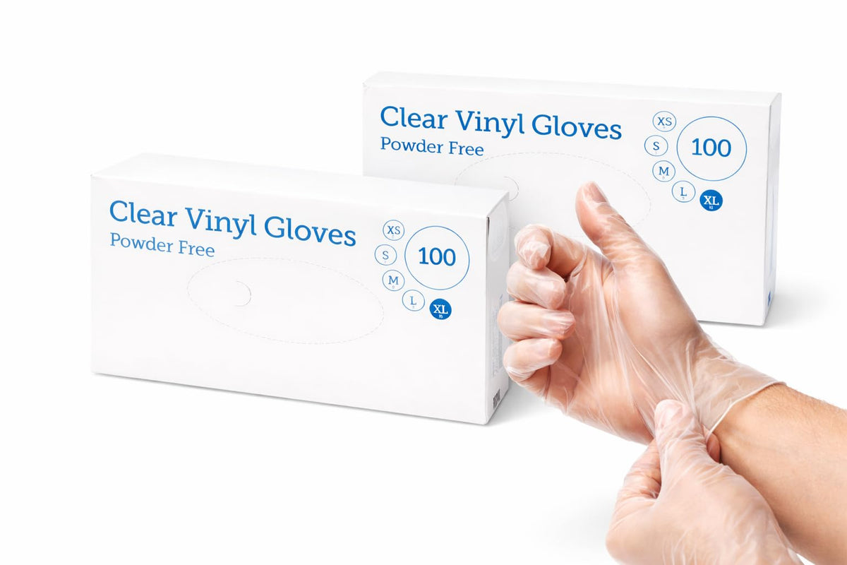 1ABOVE 100 Clear Vinyl Disposable Gloves Small, Powder-Free Latex-Free Ambidextrous Gloves for Food Handling Except Fatty Foods, Cleaning, Hairdressing, Beauty & Everyday Tasks