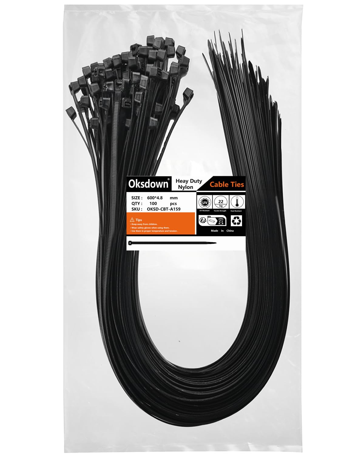 100 Pack Black Plastic Cable Ties 300mm×3.6mm Heavy Duty Strong Nylon Premium Self Locking 12 inch/30 cm Long Zip Tie Wraps