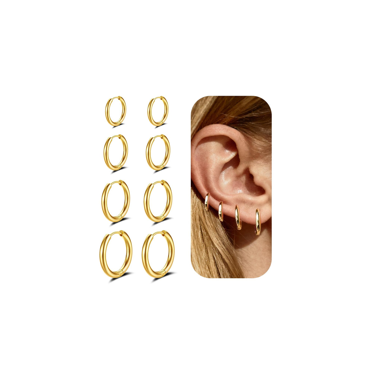 1Pair 316L Surgical Steel Opal Small Hoop Earrings for Women Hypoallergenic Medical Grade Lightweight For Cartilage Helix Daith Tragus Lobe Piercing Jewelry