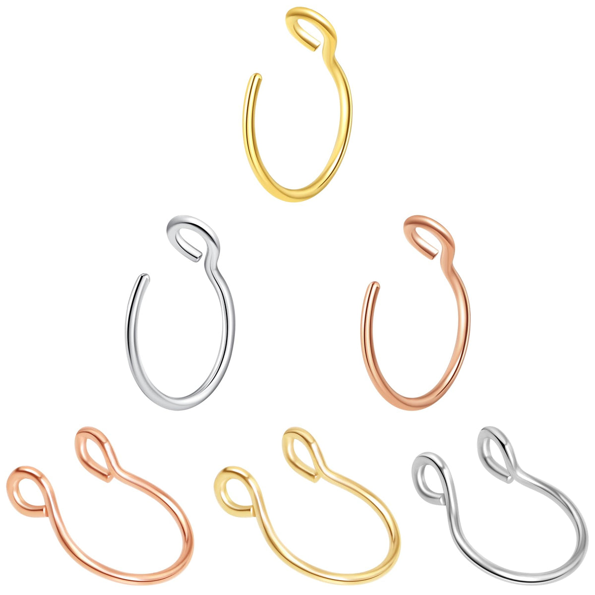1-16Pcs 16G 18G 20G 22G Nose Rings Hoops Nose Piercings Fake Nose Ring Fake Septum Nose Ring Fake Lip Rings Fake Septum Piercing Fake Nose Piercing Fake Nose Hoop Faux Nose Rings Clip On Nose Cuffs Nose Piercing Jewelry Nose Rings for Women Men Nose Hoops