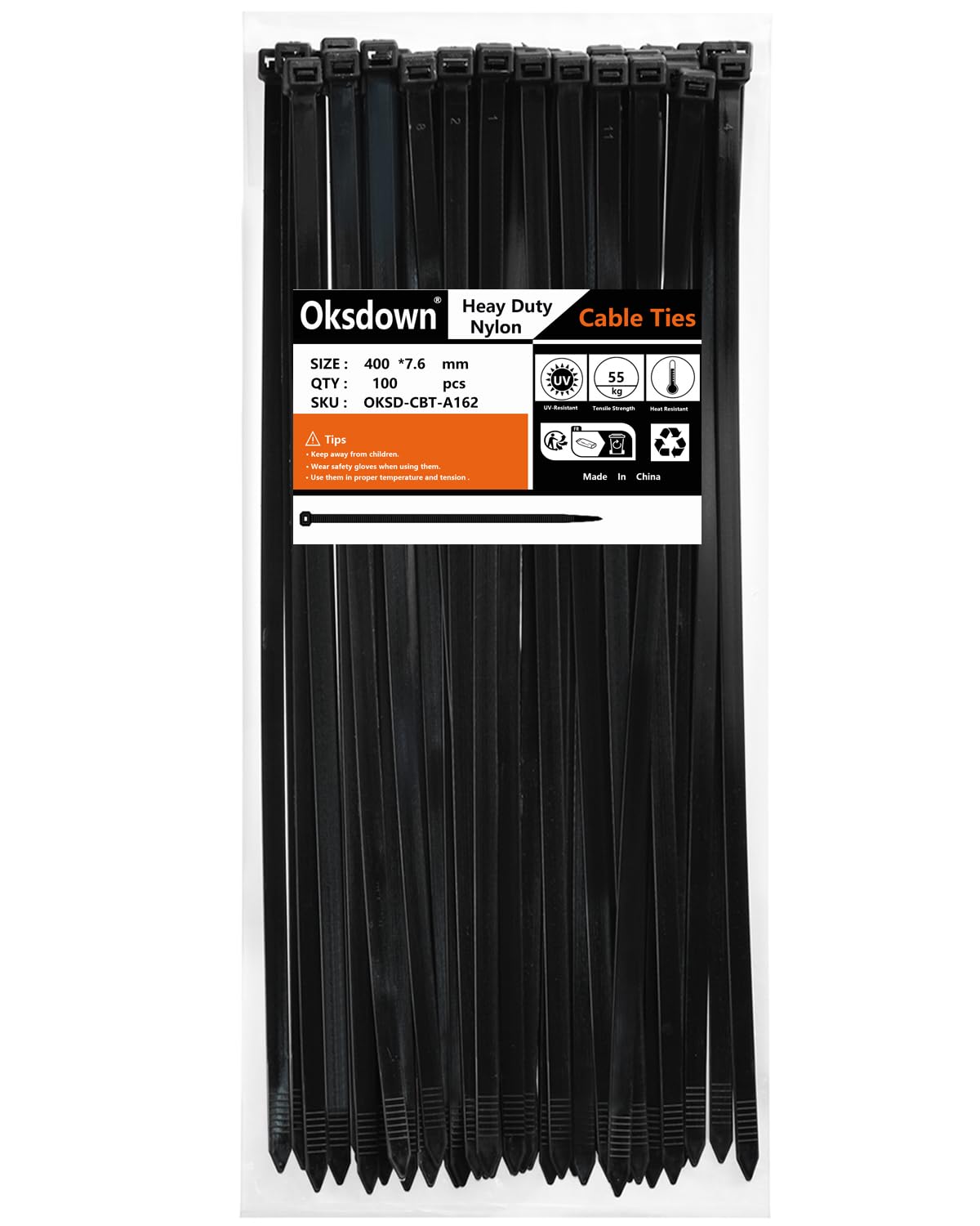 100 Pack Black Plastic Cable Ties 300mm×3.6mm Heavy Duty Strong Nylon Premium Self Locking 12 inch/30 cm Long Zip Tie Wraps