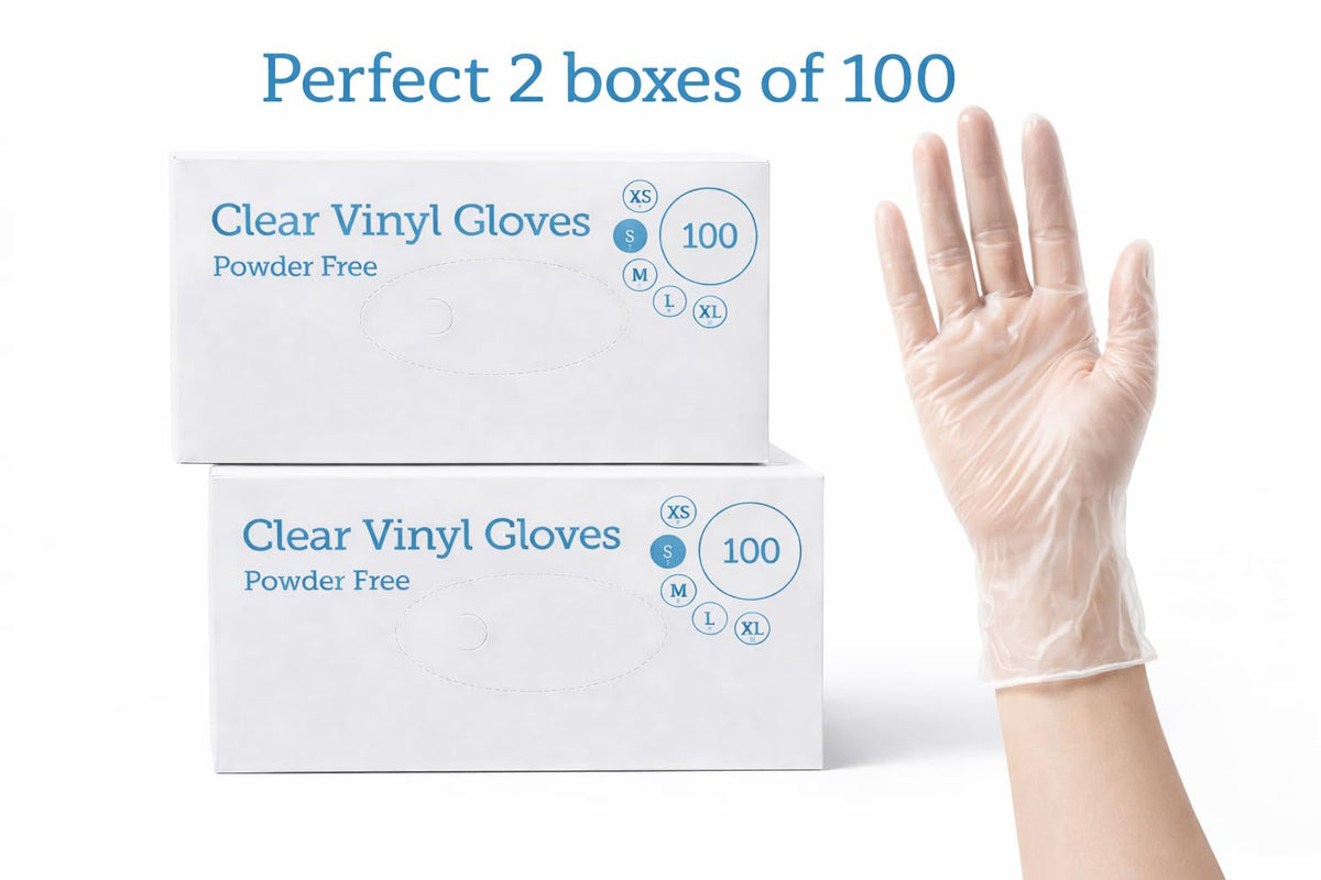 1ABOVE 100 Clear Vinyl Disposable Gloves Small, Powder-Free Latex-Free Ambidextrous Gloves for Food Handling Except Fatty Foods, Cleaning, Hairdressing, Beauty & Everyday Tasks
