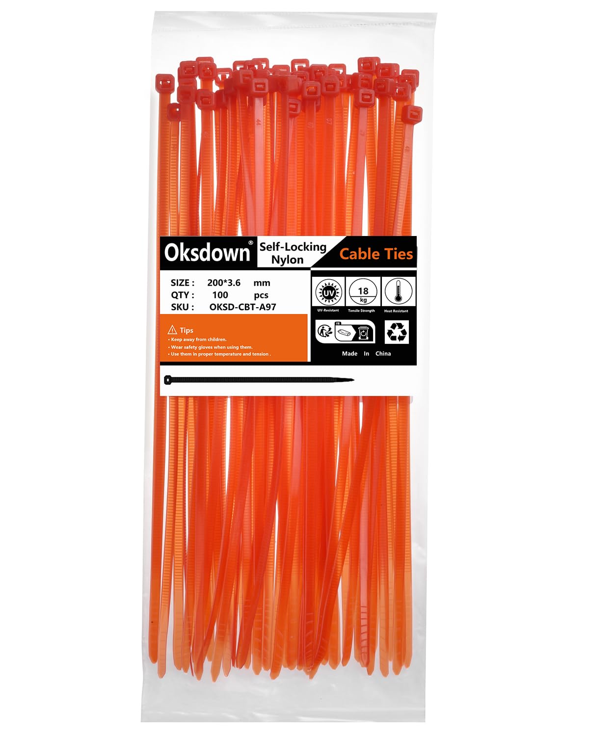 100 Pack Black Plastic Cable Ties 300mm×3.6mm Heavy Duty Strong Nylon Premium Self Locking 12 inch/30 cm Long Zip Tie Wraps