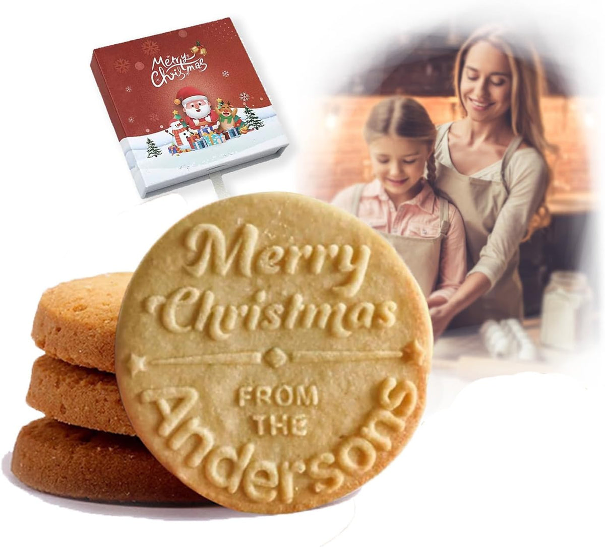 2026 Personalized Christmas Cookie Stamp Customizable Family Name Cookie Stamp A Christmas Surprise for Baking Enthusiasts (Design A)