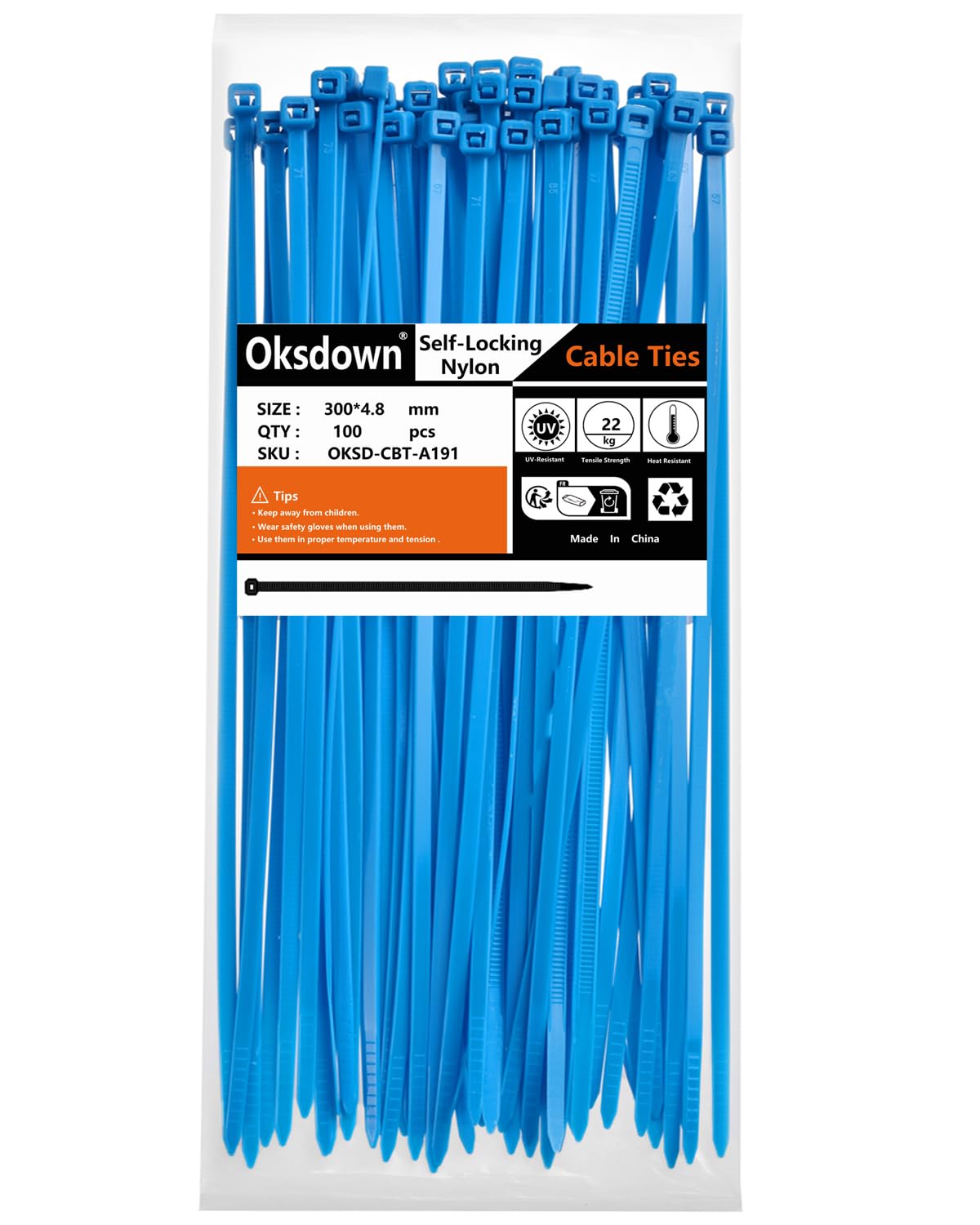 100 Pack Black Plastic Cable Ties 300mm×3.6mm Heavy Duty Strong Nylon Premium Self Locking 12 inch/30 cm Long Zip Tie Wraps