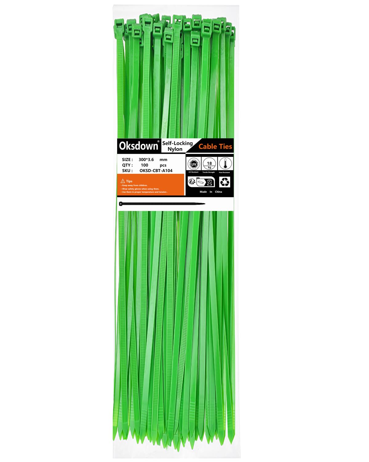 100 Pack Black Plastic Cable Ties 300mm×3.6mm Heavy Duty Strong Nylon Premium Self Locking 12 inch/30 cm Long Zip Tie Wraps