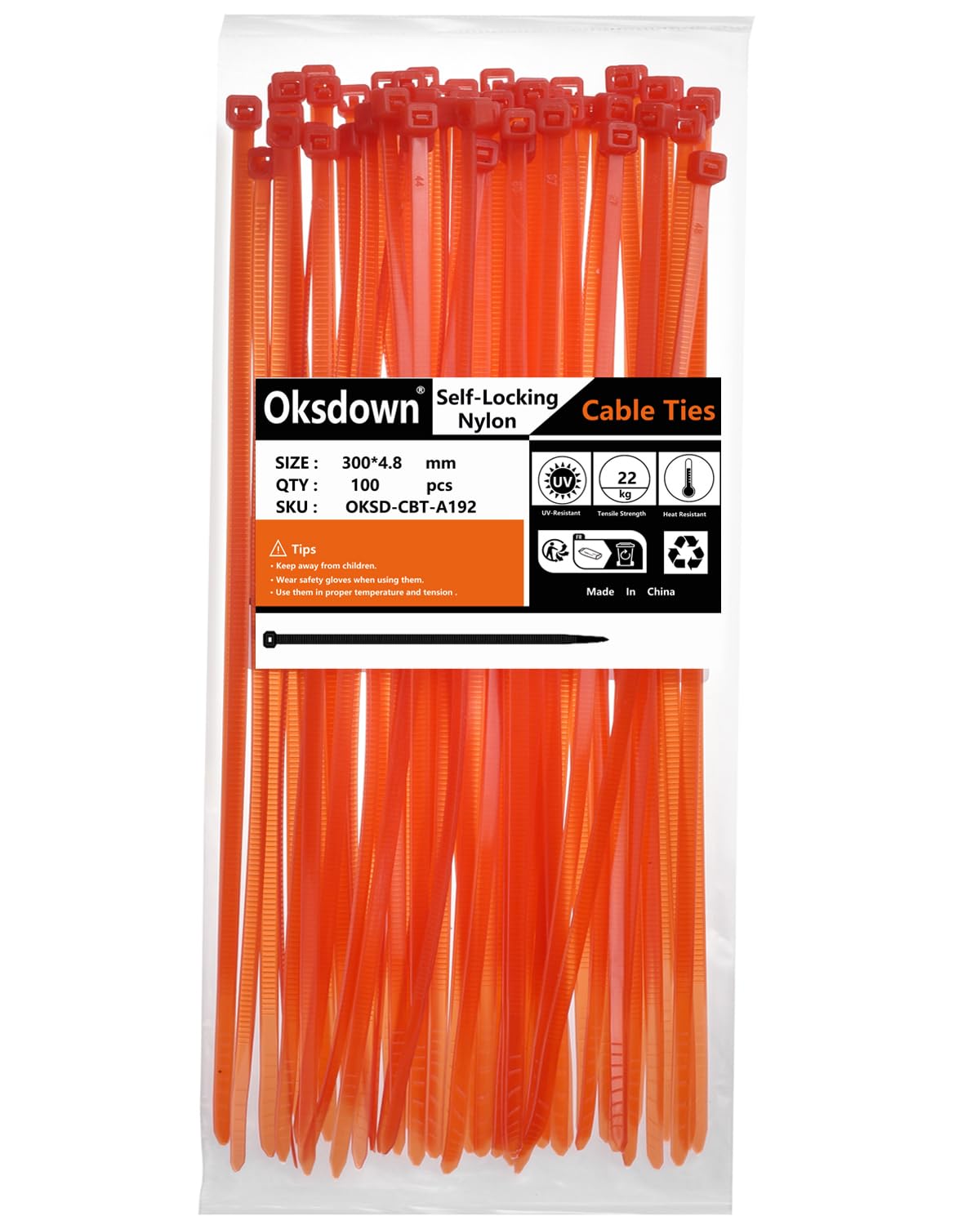 100 Pack Black Plastic Cable Ties 300mm×3.6mm Heavy Duty Strong Nylon Premium Self Locking 12 inch/30 cm Long Zip Tie Wraps