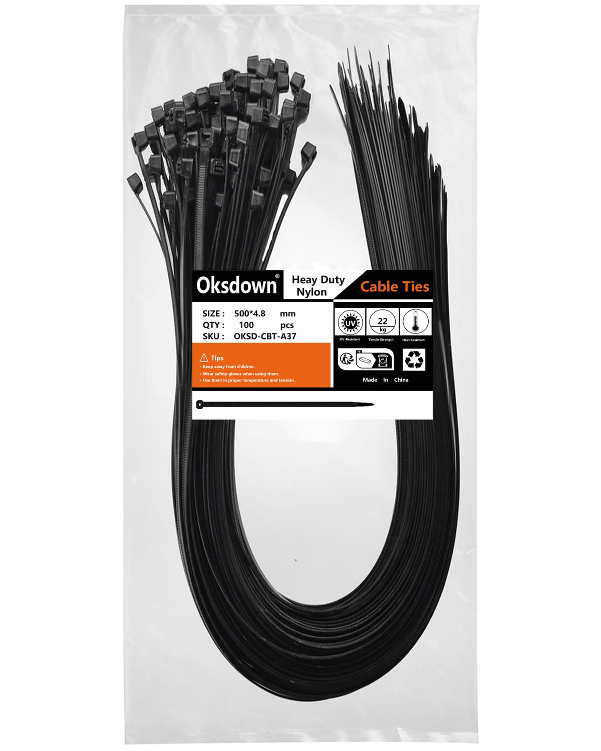 100 Pack Black Plastic Cable Ties 300mm×3.6mm Heavy Duty Strong Nylon Premium Self Locking 12 inch/30 cm Long Zip Tie Wraps