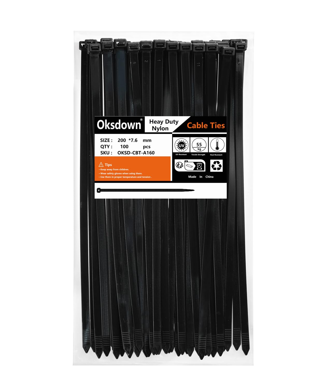 100 Pack Black Plastic Cable Ties 300mm×3.6mm Heavy Duty Strong Nylon Premium Self Locking 12 inch/30 cm Long Zip Tie Wraps