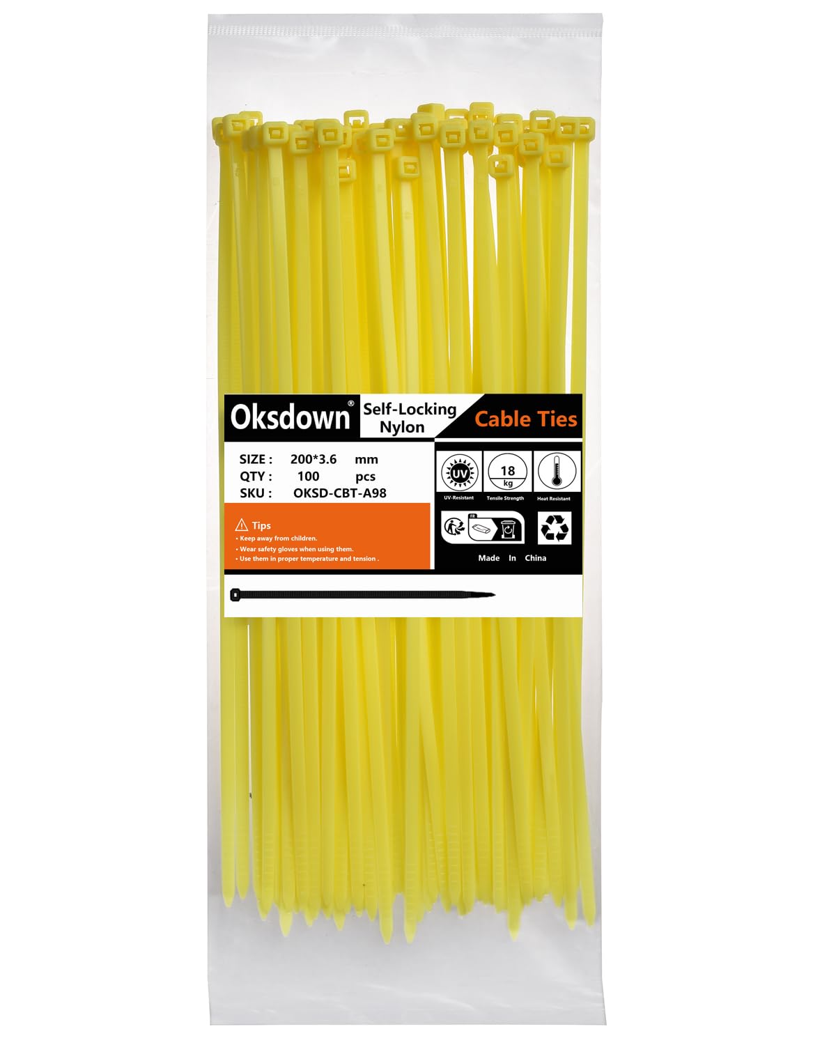 100 Pack Black Plastic Cable Ties 300mm×3.6mm Heavy Duty Strong Nylon Premium Self Locking 12 inch/30 cm Long Zip Tie Wraps
