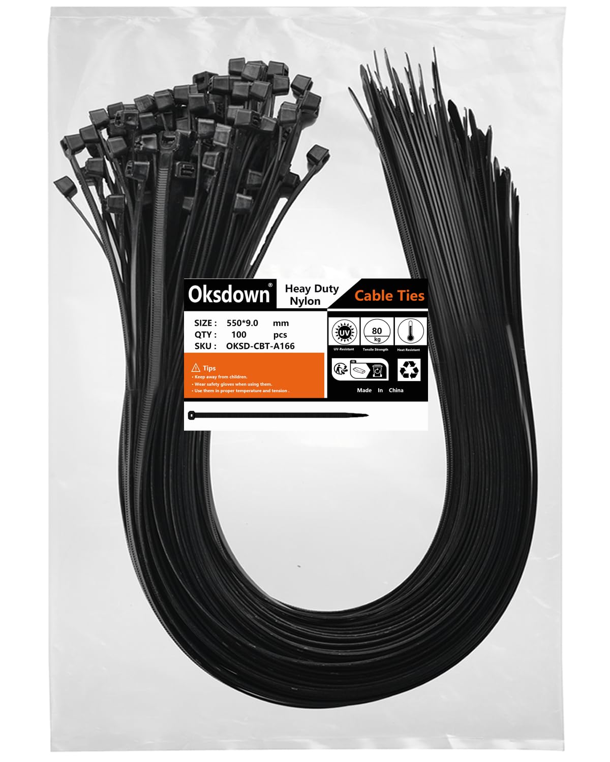 100 Pack Black Plastic Cable Ties 300mm×3.6mm Heavy Duty Strong Nylon Premium Self Locking 12 inch/30 cm Long Zip Tie Wraps