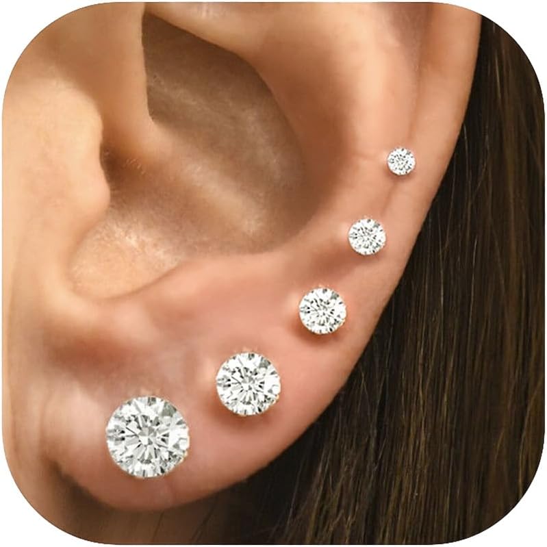 10 Pairs Small Stud Earrings for Women Hypoallergenic Multiple Piercings