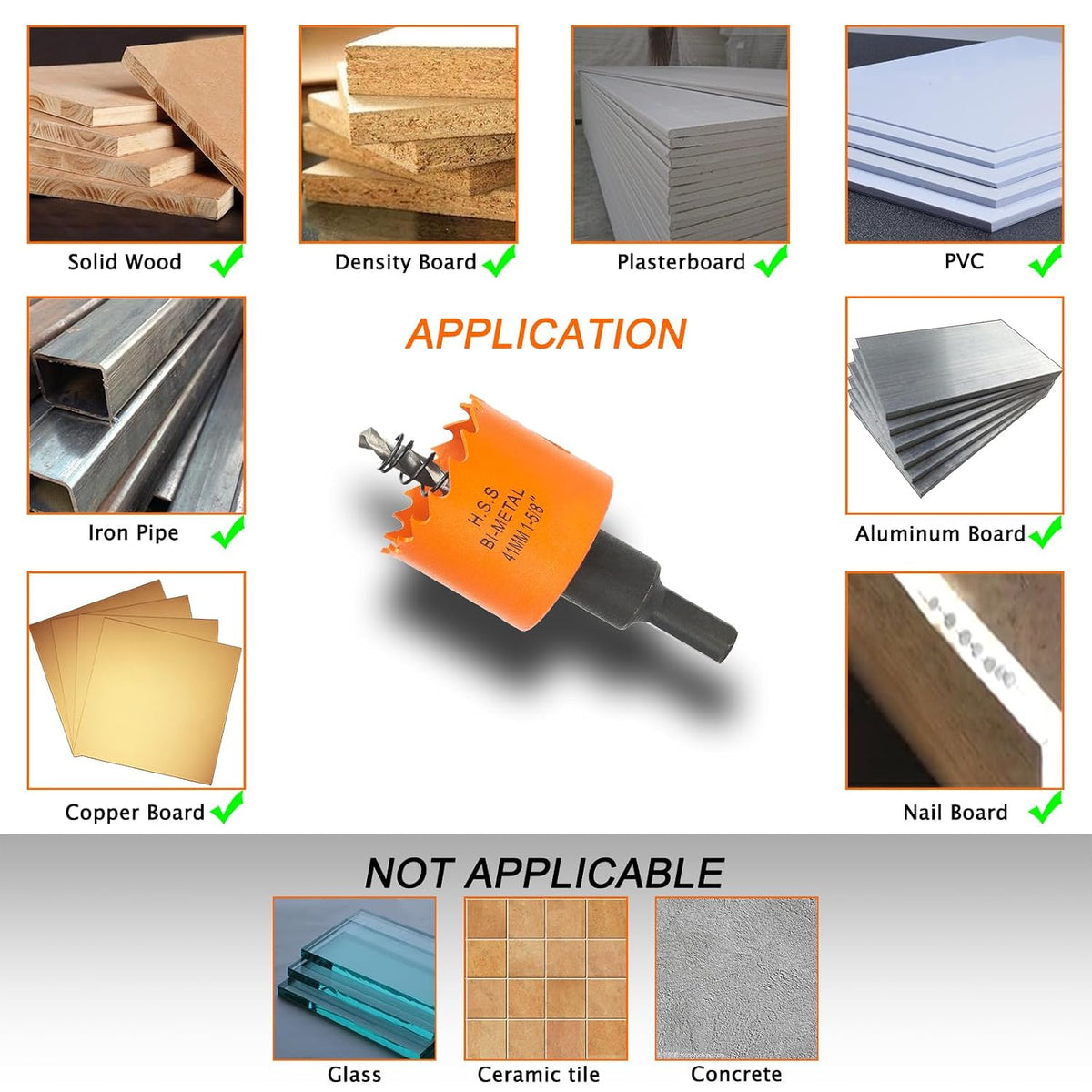 1-5/8 inch Hole Saw for Wood, Metal, Plastic & Drywall, with Arbor