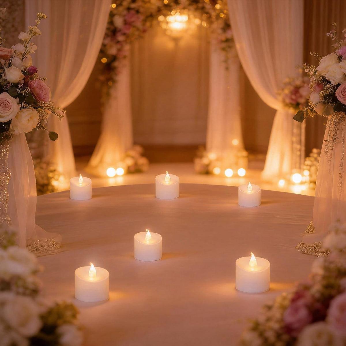 12/24/50/100/200 Pack Flickering LED Tea Lights, Last 100H+, Warm White