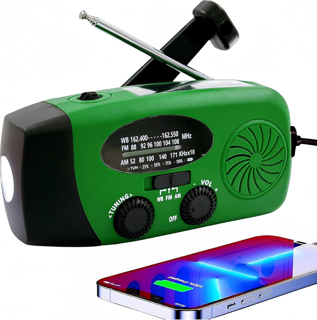 2000mAh Wind Up Solar Radio, Emergency Weather Radio,FM/AM Hand Crank Radio