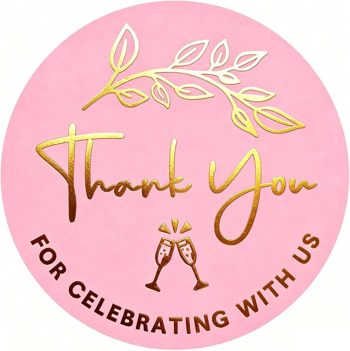 100PCS Thank You for Celebrating with Us Stickers, Gold Foil Labels for Wedding Party Favor Bags, Baby Shower Decorations, Dessert Treat Bags, Gift Wrapping & Envelope Seals 1.6 Inch (Gold)