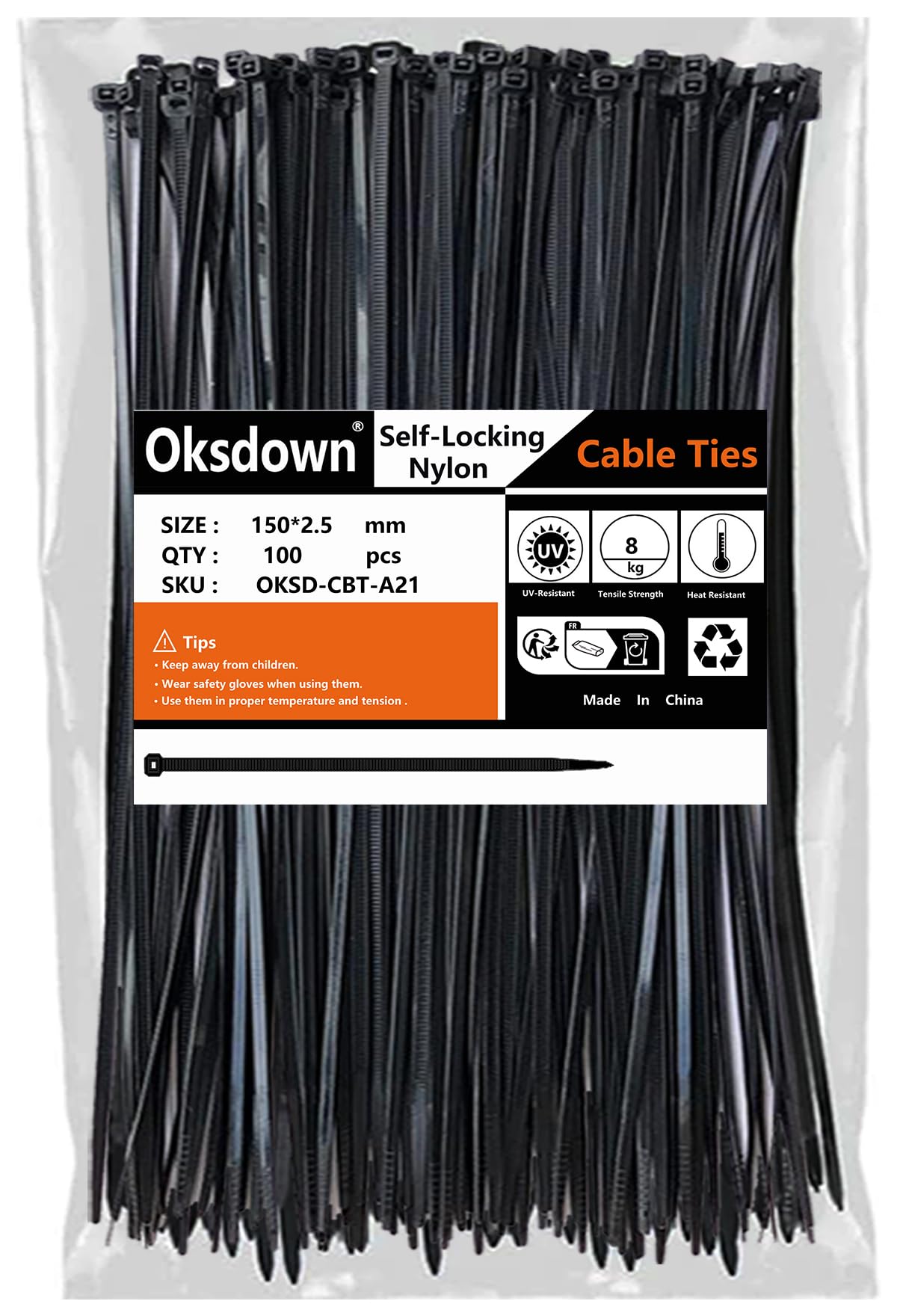 100 Pack Black Plastic Cable Ties 300mm×3.6mm Heavy Duty Strong Nylon Premium Self Locking 12 inch/30 cm Long Zip Tie Wraps