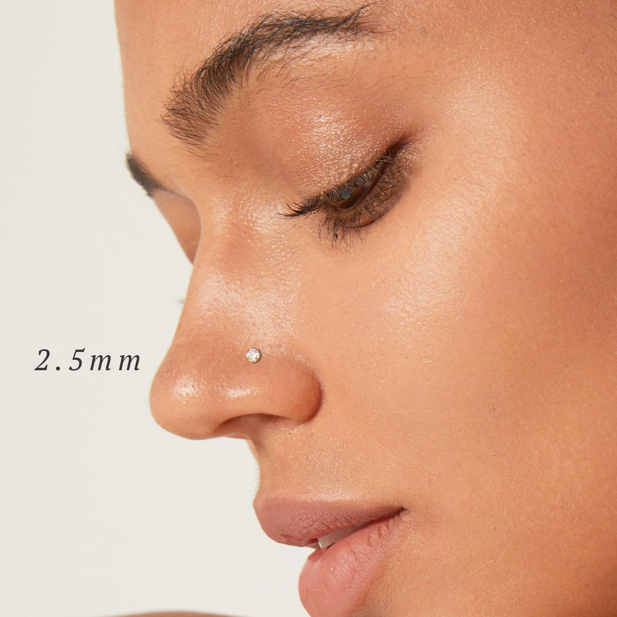 20G Gold Nose Ring Stud for Women,925 Sterling Silver L Shaped CZ Nose Stud