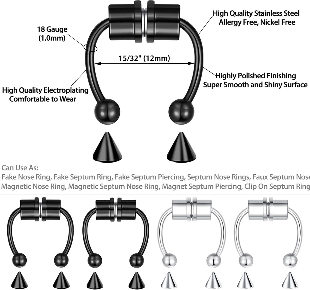 1-16Pcs 16G 18G 20G 22G Nose Rings Hoops Nose Piercings Fake Nose Ring Fake Septum Nose Ring Fake Lip Rings Fake Septum Piercing Fake Nose Piercing Fake Nose Hoop Faux Nose Rings Clip On Nose Cuffs Nose Piercing Jewelry Nose Rings for Women Men Nose Hoops