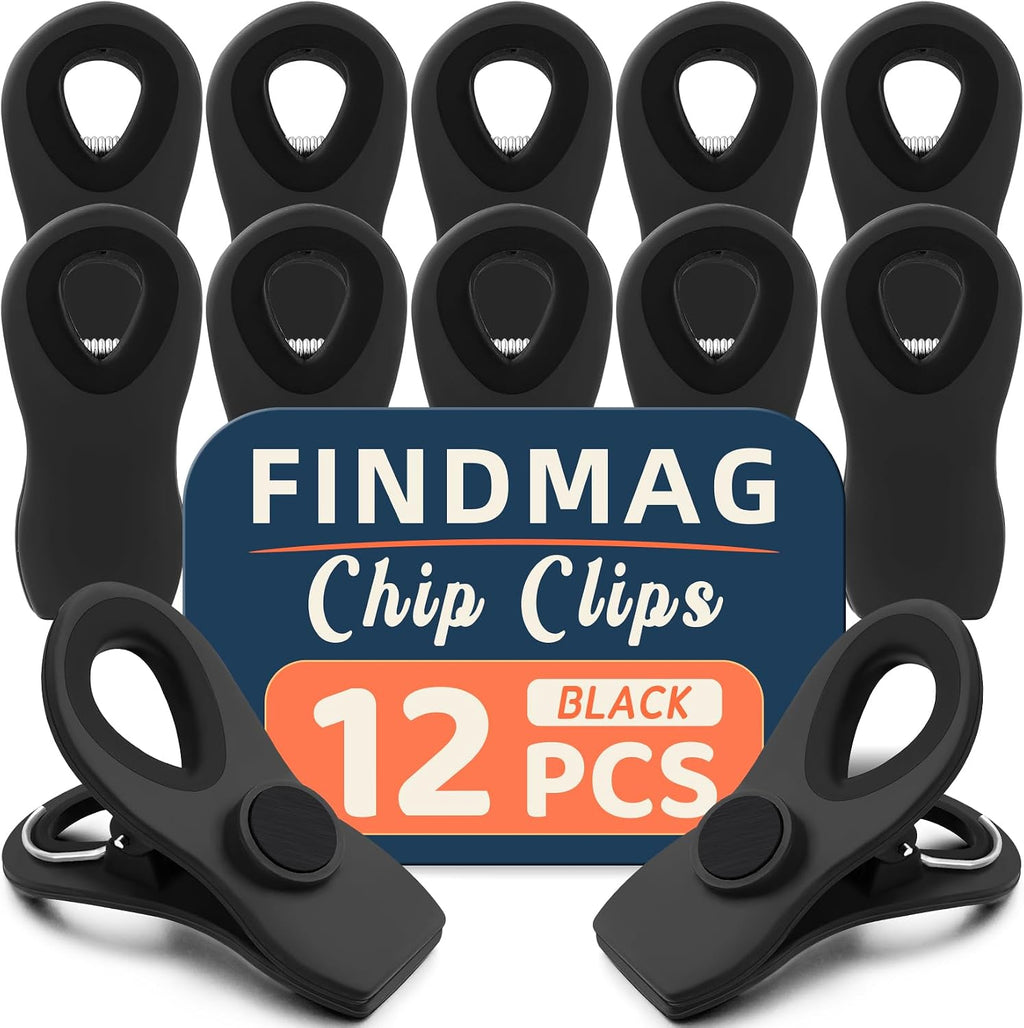 12 Pack Chip Clips, Chip Bag Clips for Kitchen, Black