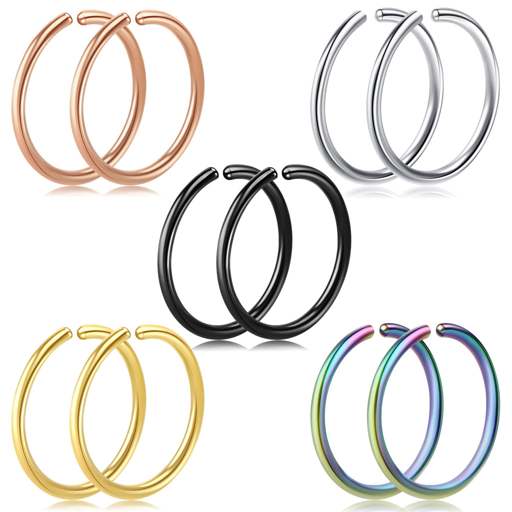 1-16Pcs 16G 18G 20G 22G Nose Rings Hoops Nose Piercings Fake Nose Ring Fake Septum Nose Ring Fake Lip Rings Fake Septum Piercing Fake Nose Piercing Fake Nose Hoop Faux Nose Rings Clip On Nose Cuffs Nose Piercing Jewelry Nose Rings for Women Men Nose Hoops