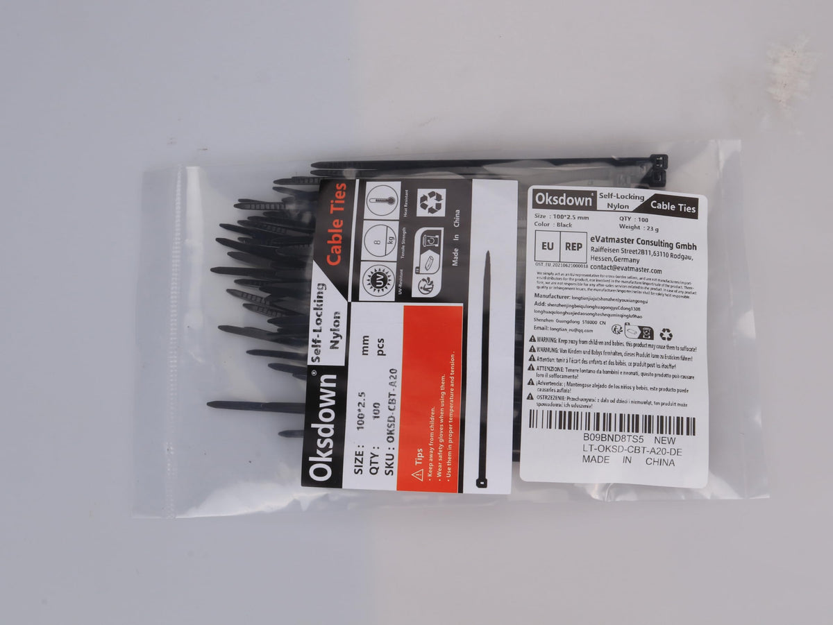 100 Pack Black Plastic Cable Ties 300mm×3.6mm Heavy Duty Strong Nylon Premium Self Locking 12 inch/30 cm Long Zip Tie Wraps