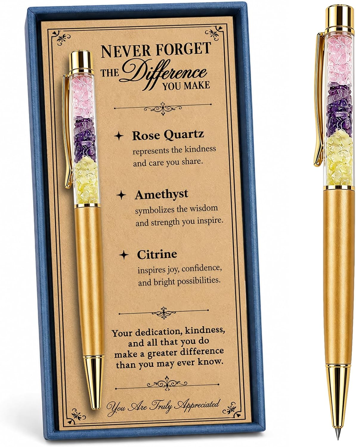 1st Day Crystal Pen for Women, First Day of School Encouragement with Message Card, New Beginnings Keepsake, Inspirational Present for Student Teacher Friend Coworker (1st Day)
