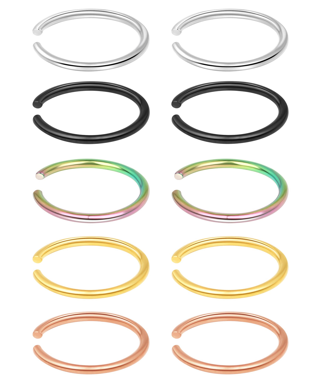 1-16Pcs 16G 18G 20G 22G Nose Rings Hoops Nose Piercings Fake Nose Ring Fake Septum Nose Ring Fake Lip Rings Fake Septum Piercing Fake Nose Piercing Fake Nose Hoop Faux Nose Rings Clip On Nose Cuffs Nose Piercing Jewelry Nose Rings for Women Men Nose Hoops