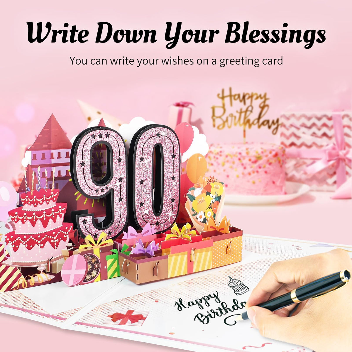 25th Birthday Card for Women Her, Large 3D Pop Up 25th Birthday cards for Girlfriend Wife, Happy 25 Year Old Birthday Decorations for Daughter, Granddaughter Funny Birthday Gifts, Back to 2001, Pink