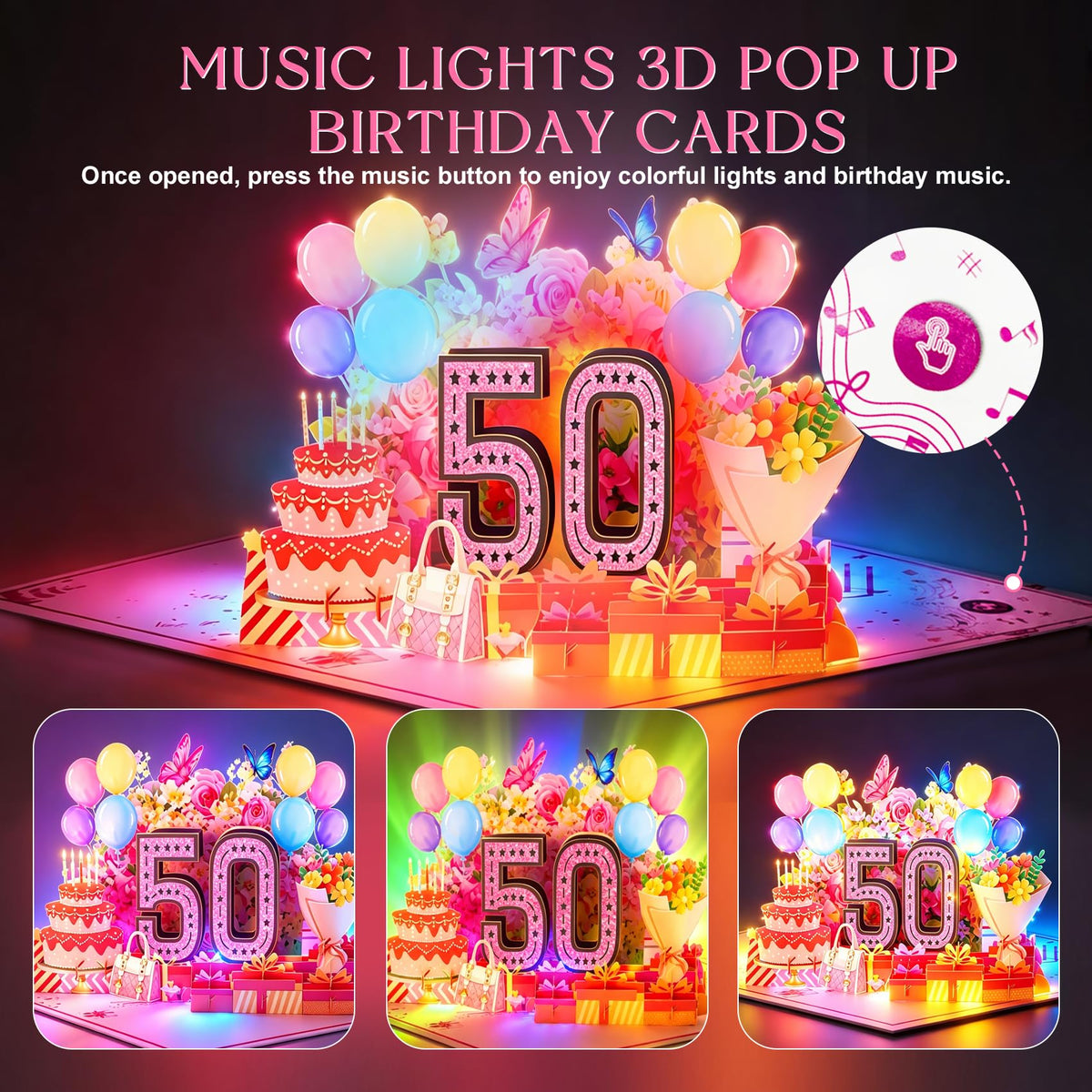 16th Birthday Card for Girls Her, 3D Pop Up Music Birthday Card with Lights, 16 Year Old Women Funny Birthday Decorations, Back in 2010, Rose Gold Gift for Daughter Sister Friend