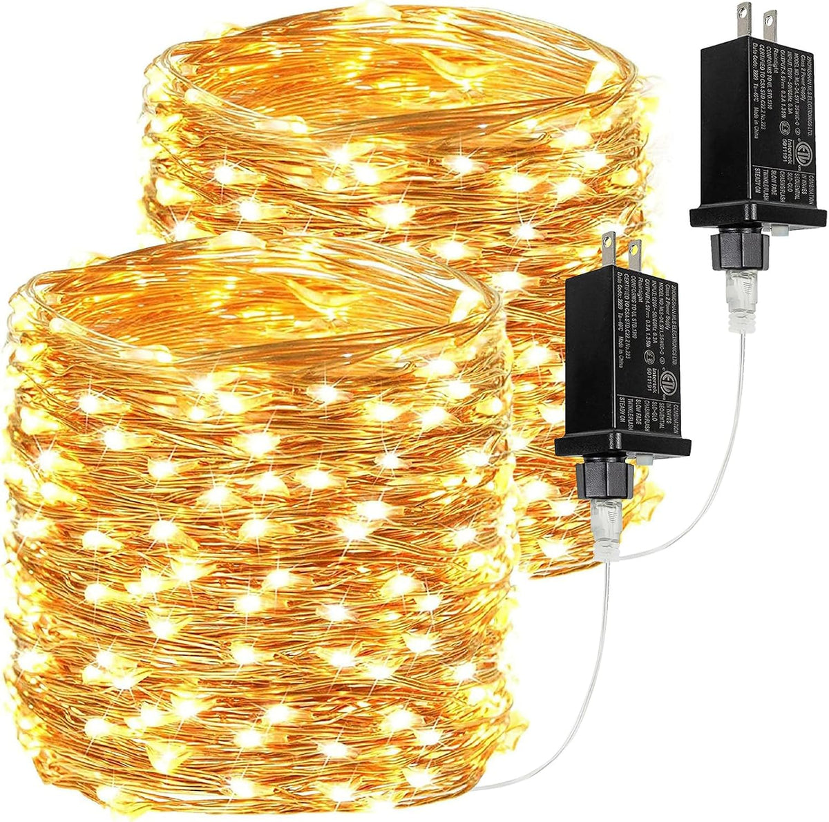 2Pack 132FT 400 LED Fairy Lights Plug in, 8 Modes Twinkle Lights Warm White