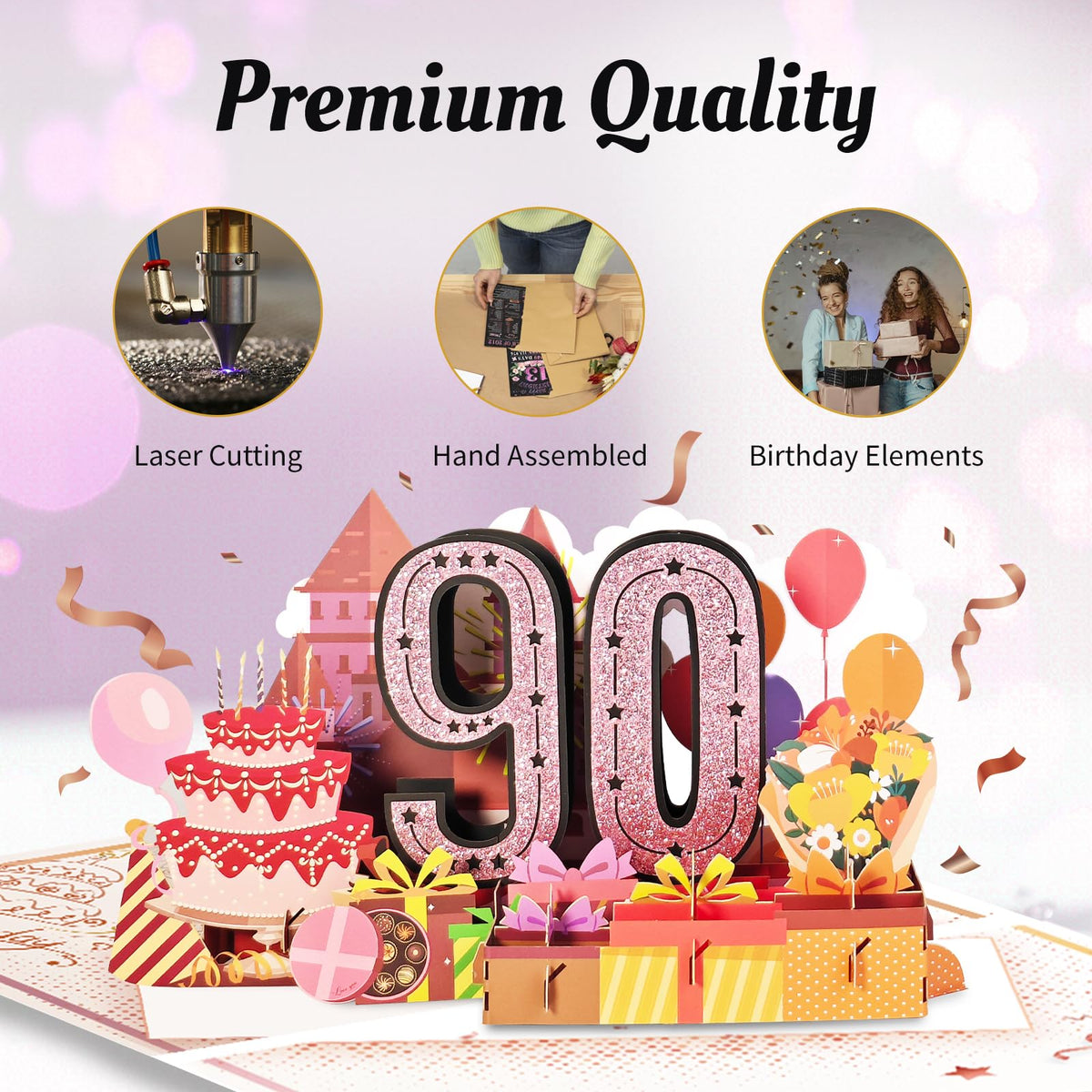 25th Birthday Card for Women Her, Large 3D Pop Up 25th Birthday cards for Girlfriend Wife, Happy 25 Year Old Birthday Decorations for Daughter, Granddaughter Funny Birthday Gifts, Back to 2001, Pink