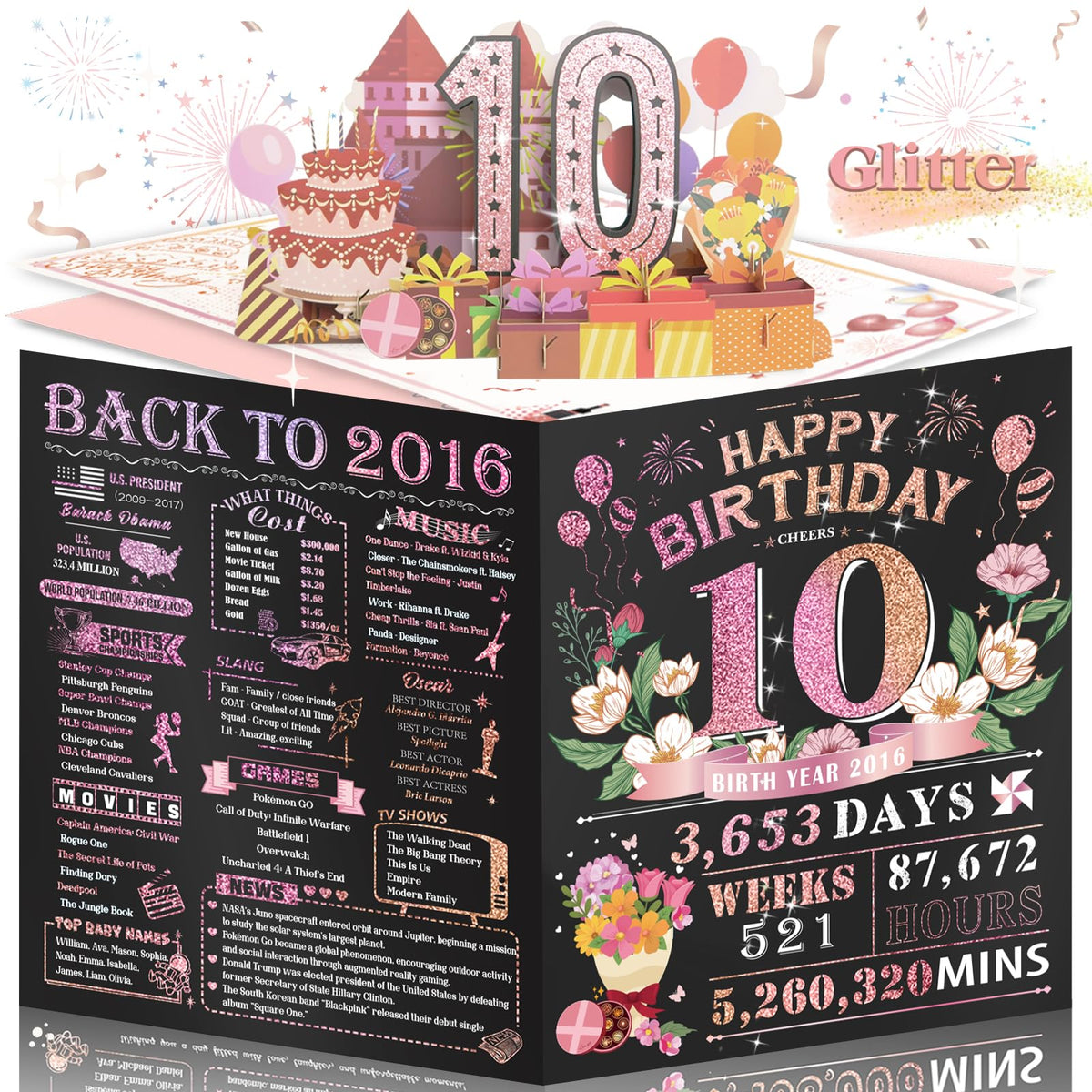 25th Birthday Card for Women Her, Large 3D Pop Up 25th Birthday cards for Girlfriend Wife, Happy 25 Year Old Birthday Decorations for Daughter, Granddaughter Funny Birthday Gifts, Back to 2001, Pink