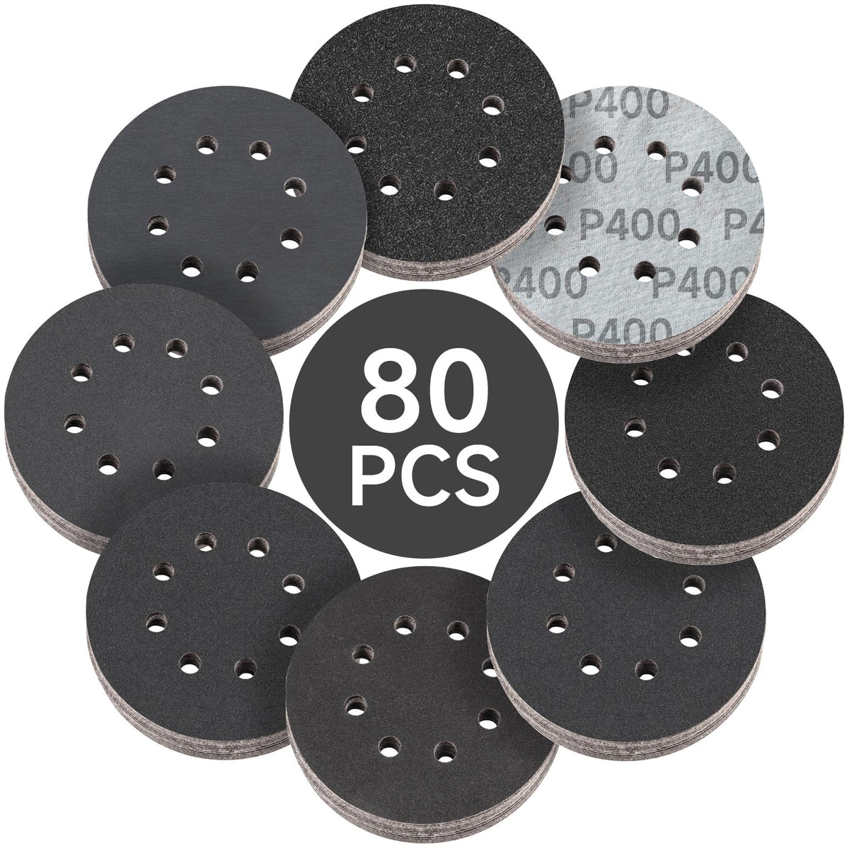 100PCS 5 Inch Sanding Discs 80 Grit Sandpaper for Orbital Sander