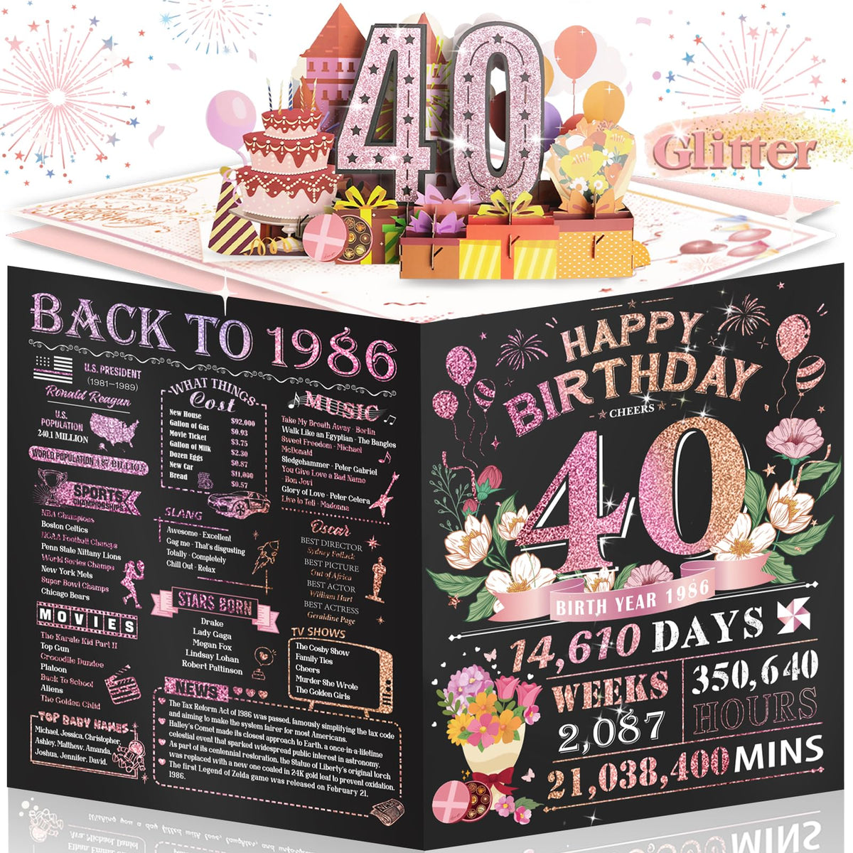 25th Birthday Card for Women Her, Large 3D Pop Up 25th Birthday cards for Girlfriend Wife, Happy 25 Year Old Birthday Decorations for Daughter, Granddaughter Funny Birthday Gifts, Back to 2001, Pink
