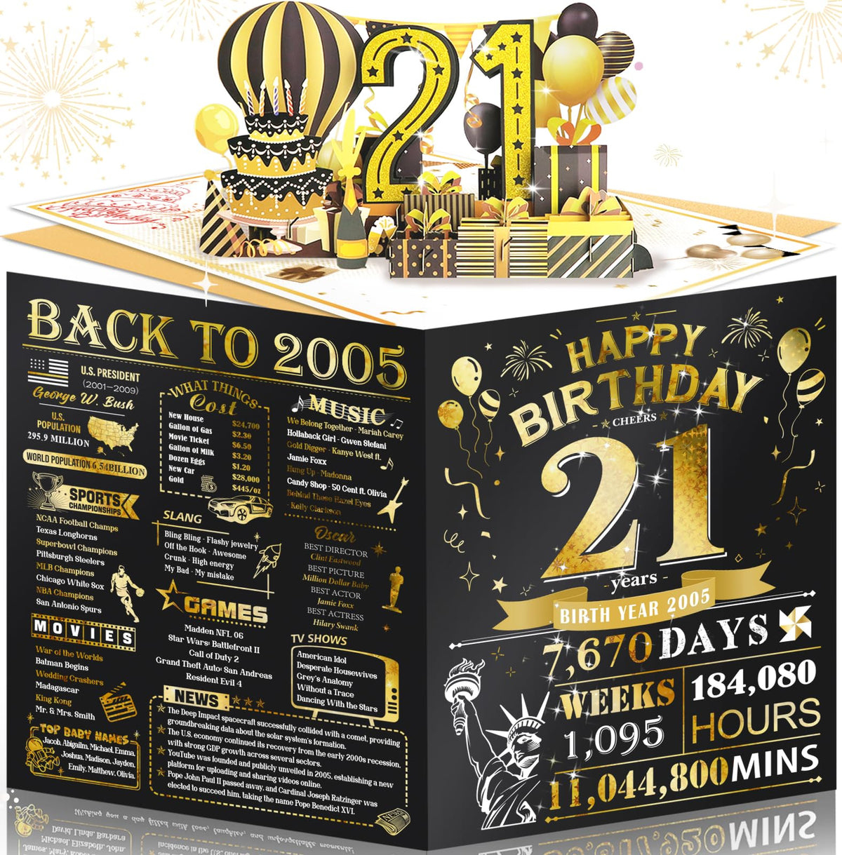 25th Birthday Card for Women Her, Large 3D Pop Up 25th Birthday cards for Girlfriend Wife, Happy 25 Year Old Birthday Decorations for Daughter, Granddaughter Funny Birthday Gifts, Back to 2001, Pink